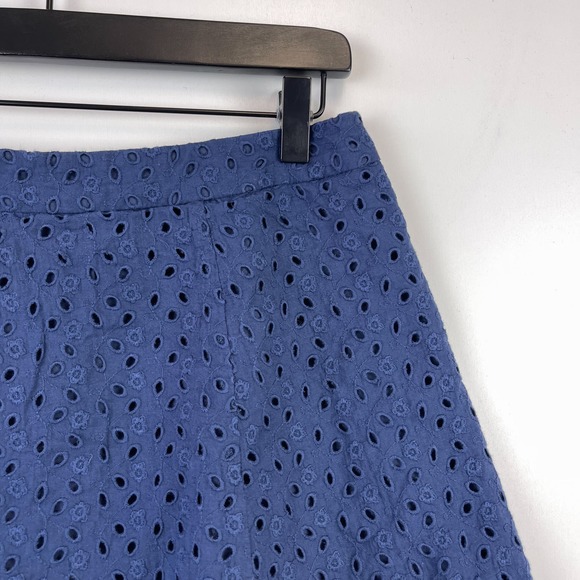 Reformation (10) High Waist Mini Eyelet A-Line Skirt Cotton Blue - Picture 2 of 9